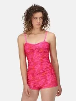 Regatta Aceana Tankini Top II - Pink Fusion Palm, Pink Print, Size 12, Women