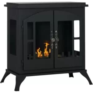 HOMCOM Ethanol Fireplace Stove Freestanding Bioethanol Fire w/ 0.9L Tank Black - Black
