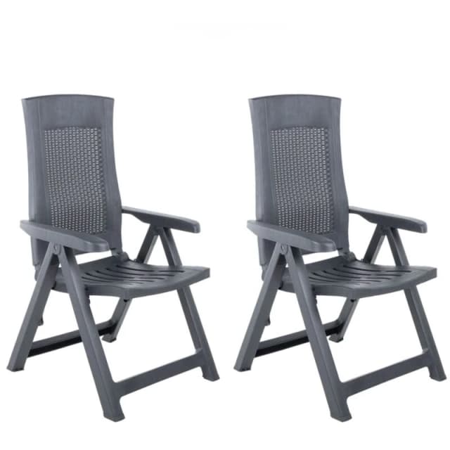 VIDAXL Garden Reclining Chairs 2 pcs Plastic Anthracite Vidaxl 8719883859453