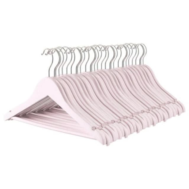 Harbour Housewares Wooden Children's Coat Hangers - Light Pink - Pack Of 30