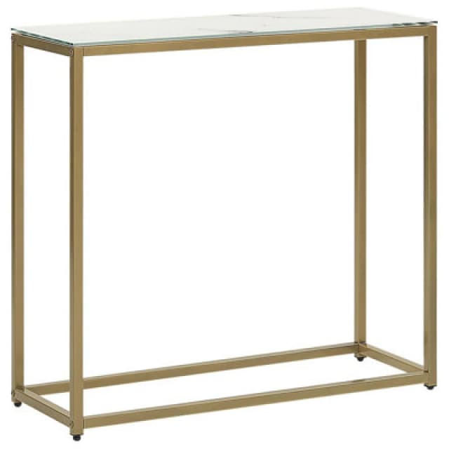 Beliani Console Table Delano Tempered Glass Marble/ Gold