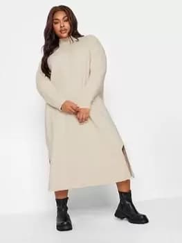 Yours Yours Exposed Seam Turtle Neck Dress - Natural, Size 18-20, Women