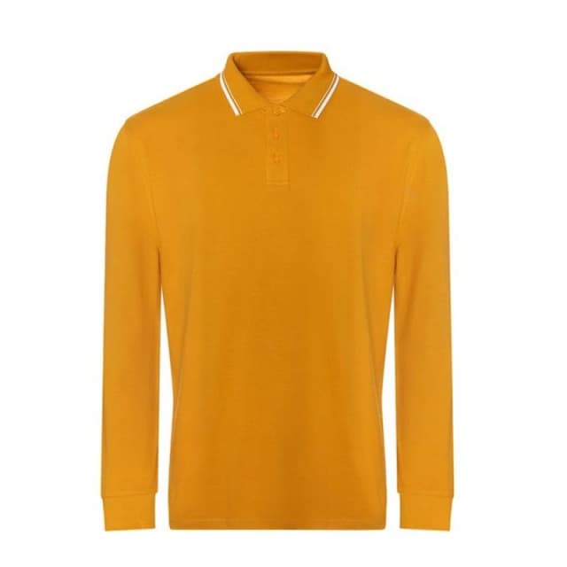 AWDis AWDis Men Tipped Long-Sleeved Polo Shirt in Mustard Size: Small Mustard S Male 5063300126059