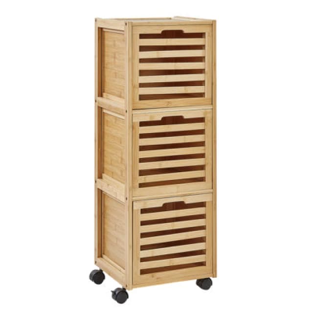 Beliani Bathroom Cabinet Shawnee Bamboo Wood 32cm Light Brown