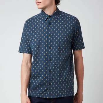 Ted Baker Mens Ginton Diamond Gio Short Sleeve Shirt - Navy - 3/M