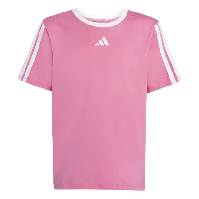 adidas Essentials 3 Stripe T-Shirt Junior Girls Pink/White female 11-12 Years