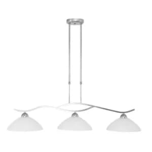 Capric Straight Bar Pendant Ceiling Light Steel Brushed, Glass Opal Matt