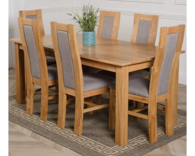 Thats Furniture Oslo 180 x 90cm Large Oak Dining Table & 6 Stanford Chairs in Brown Brown Unisex 180 x 90 cm