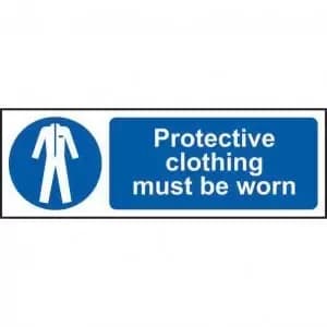 Mandatory Rigid PVC Sign 300 x 100mm - Protective Clothing Must Be