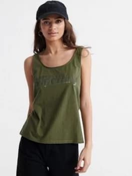 Superdry Bonded Satin Classic Vest - Green, Size 10, Women