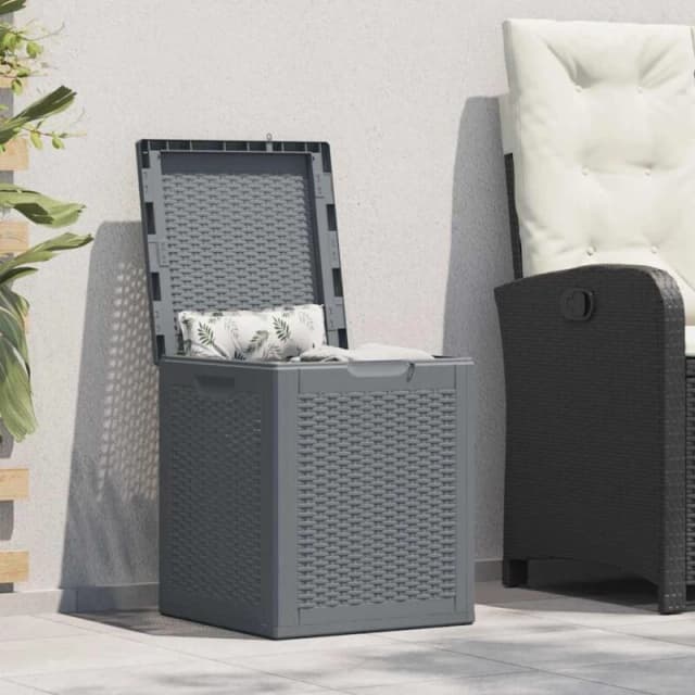 VIDAXL Garden Storage Box Grey PP Rattan 90 L vidaXL 8720845818005