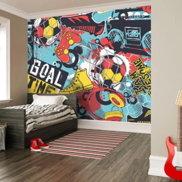 Origin Murals Games Splash Wall Mural in Red Size: W350cm x H280cm Red Unisex W350cm x H280 cm