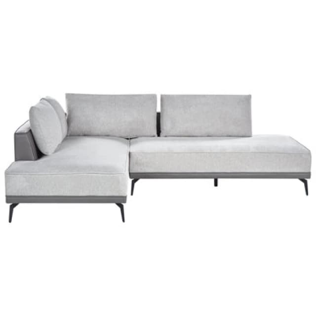 Beliani Corner Sofa 3 Seater Myken Fabric Light Grey Right Hand