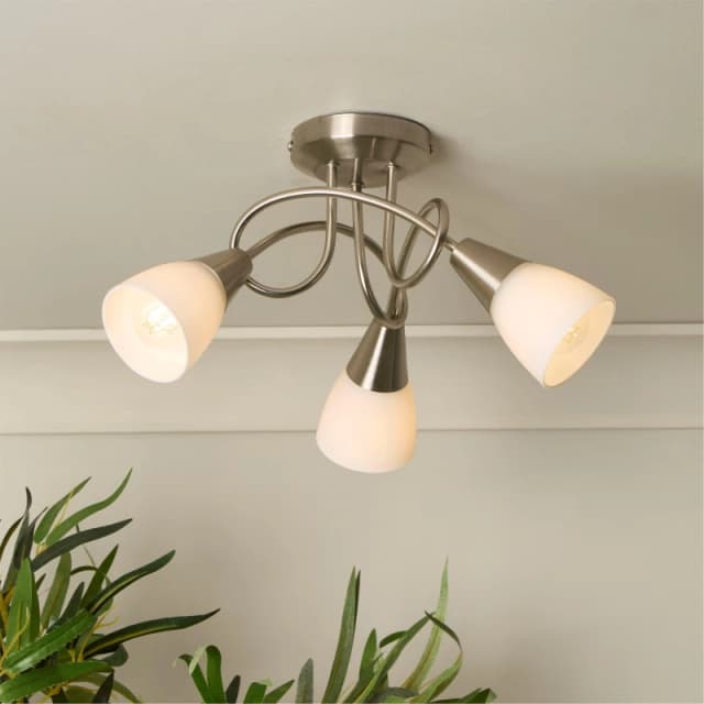 SO'HOME 3 Light Satin Silver Ceiling Light Silver-Coloured ONE SIZE