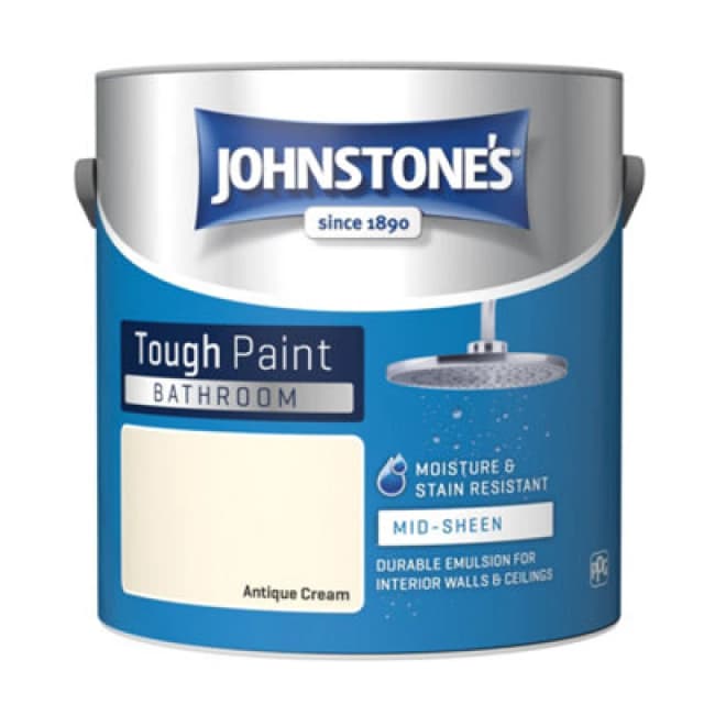 Johnstone's Bathroom Mid-Sheen Tough Paint Antique Cream - 2.5L