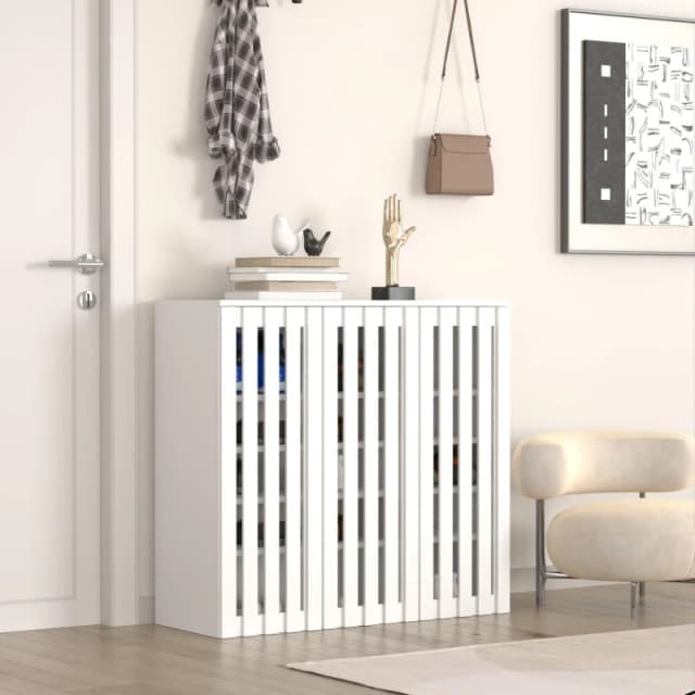 Home Source Shoe Cabinet 3 Door with Adjustable Shelves White