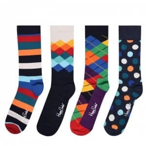 Happy Socks Box 4 Pack Socks - Navy
