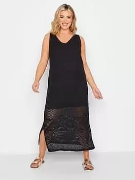 Yours Yours Knitted Crochet Dress Black, Size 18-20, Women