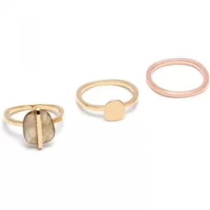 Ladies Lola Rose Rose Gold Plated Labradorite Bassa Ring Set