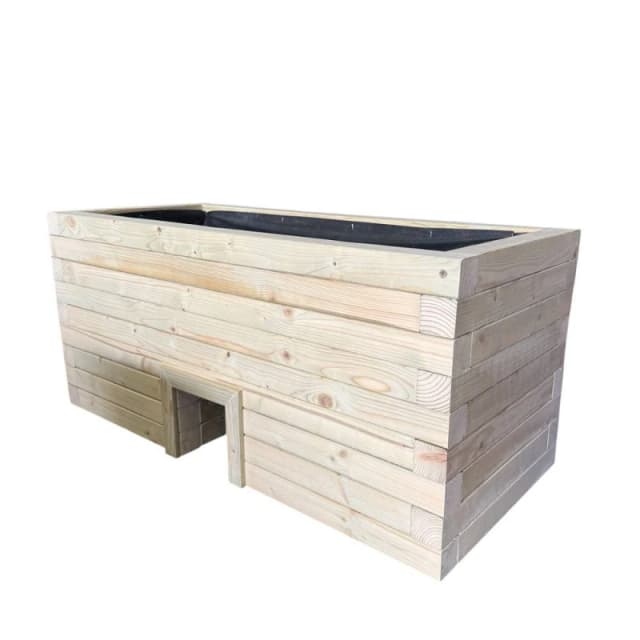 Buttercup Farm Wooden Hedgehog Hide Garden Planter Trough - L90 x W40 x H40cm in Light Brown Light Brown Unisex
