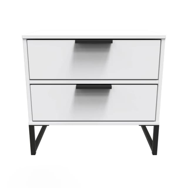 Madrid 2 Drawer Bedside Cabinet In White Matt (Ready Assembled)