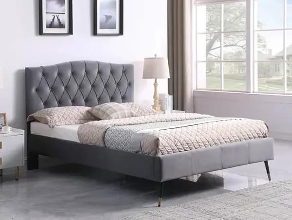 Seconique Freya 4ft6 Grey Velvet Fabric Bed Frame