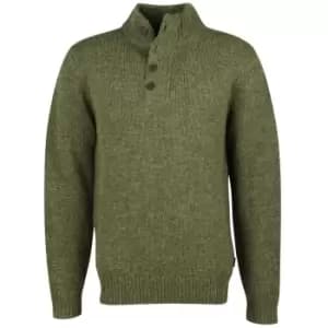 Barbour Mens Calder Half Zip Jumper Mid Olive Large