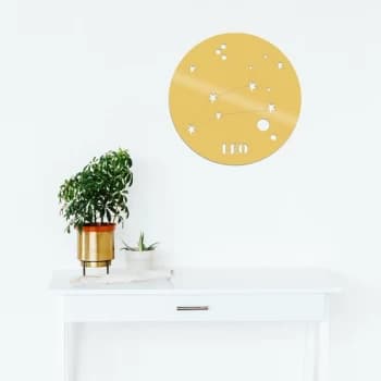 Leo Horoscope - Gold Gold Decorative Metal Wall Accessory