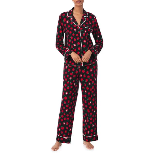 DKNY Womens Long-Sleeve Pyjama Sets Blk/ Mult female 10 (S)