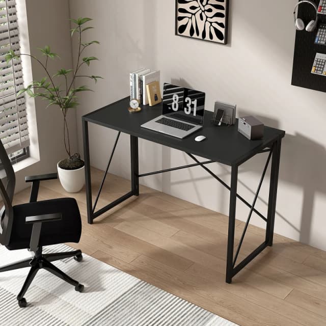 MCC Direct No Assembly Folding Computer Desk 80cm - Miami Black