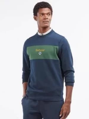 Barbour Honour Colourblock Crew Neck Sweat, Navy Size XL Men