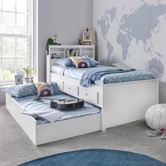 Bedmaster Venus Guest Bed With Drawers And Trundle With Pocket Mattresses White