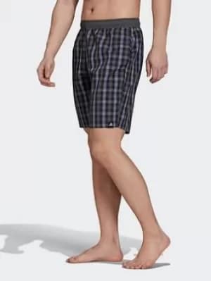adidas Classic-length Check Swim Shorts, Black/Grey Size M Men