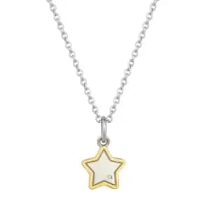 D for Diamond Childrens Silver & Gold Plated Diamond Star Necklace