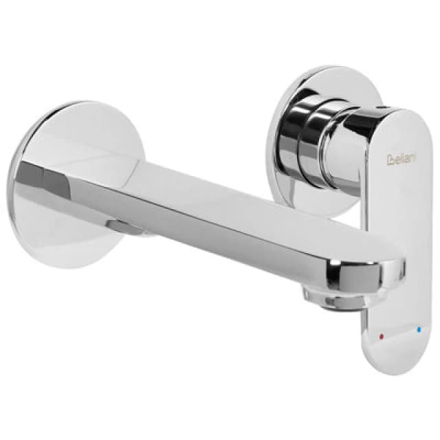 Beliani Wall Mounted Basin Mixer Tap Guatavia Brass Silver