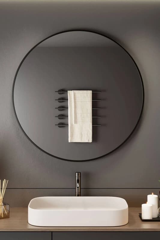 Neo Black Nordic Round Metal Frame Wall Mirror 40cm 50cm 60cm 70cm & 80cm Size: 80cm x 80cm Black Unisex 80cm x 80 cm