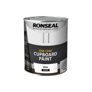 Ronseal One Coat Cupboard Paint White Gloss 750ml