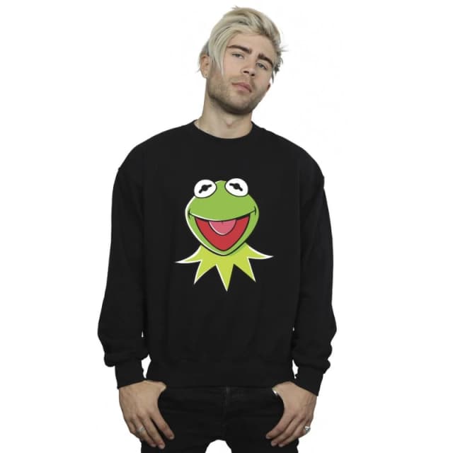 Disney Men Muppets Kermit Head Sweatshirt in Black Size: Small Black S Male 5063153322172