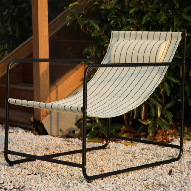 Linea Metal Sling Garden Chairs Black/Beige unisex One Size