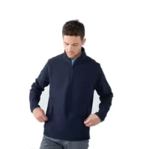 Henbury Mens Zip Neck Micro Fleece Top (M) (Navy)