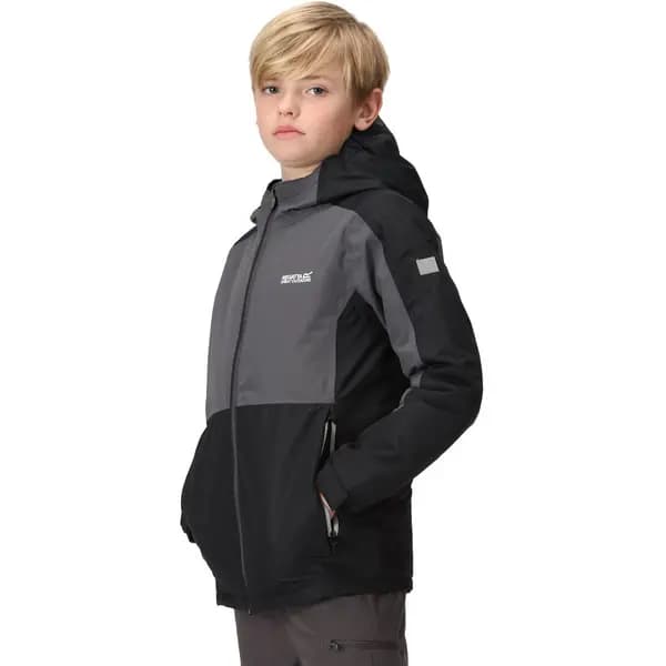 Regatta Boys Beamz III Waterproof Breathable Jacket 3-4 Years - Chest 55-57cm (Height 98-104cm) Black/Seal Grey RKP263B-28P-3
