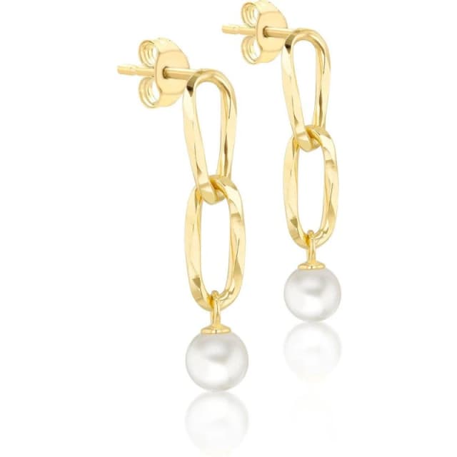 Be You 9ct Gold Double Link FWP Drop Stud Earrings Yellow Gold female One Size