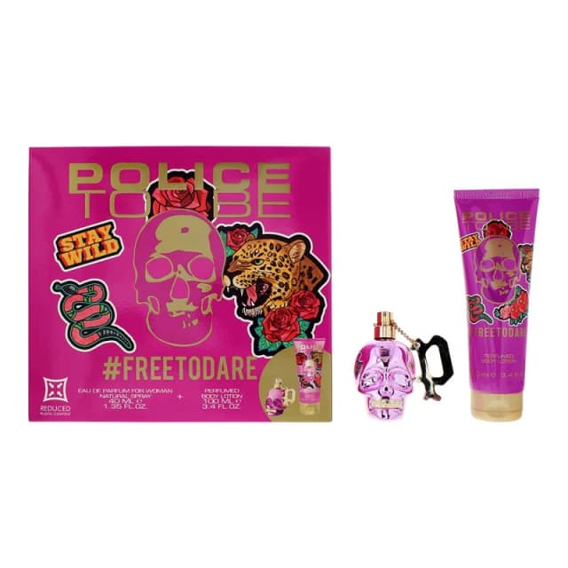 Police To Be #Freetodare Women Gift Set : Eau de Parfum - 40ml Spray +40ml - Body Lotion 100ml