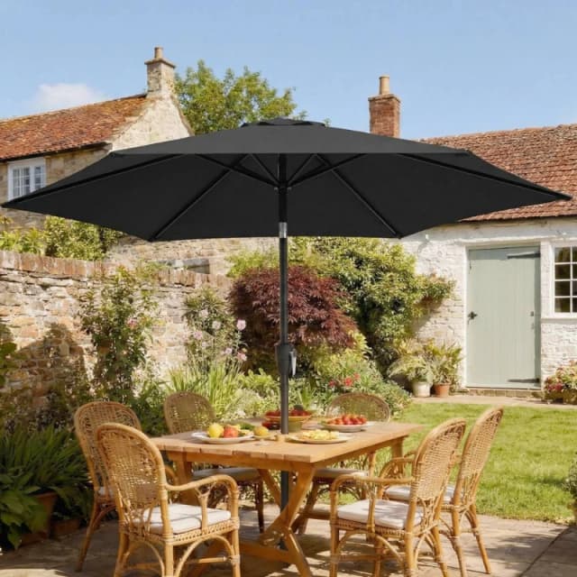 OUTSUNNY Garden Parasol, 2m Outdoor Table Parasol Umbrella with Tilt in Black Unisex