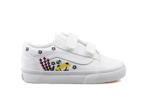 Vans white multi old skool floral embroidery Girls Toddler trainers White Multi UK 5 (EU 21½)