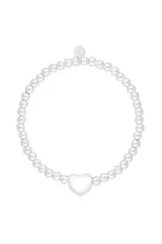 Sterling Silver 925 Large Heart Ball Stretch Bracelet