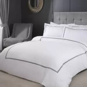 Emma Barclay Mayfair Embroidered Border Duvet Cover Set, Graphite, Single
