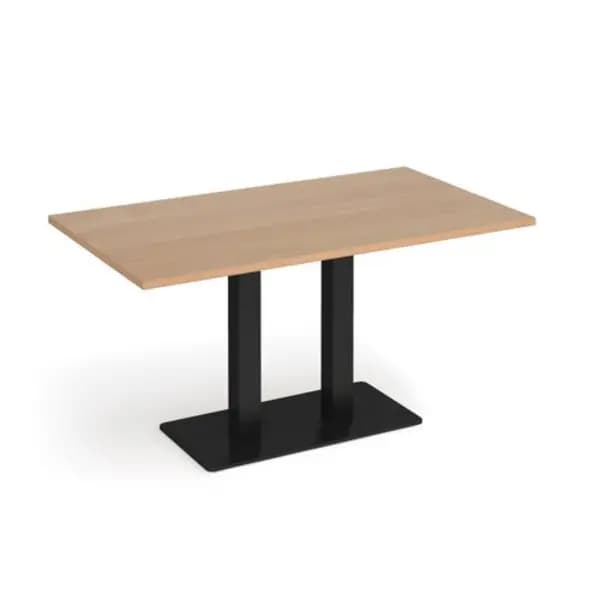 Eros Eros rectangular dining table with flat Black rectangular base and twin uprights 1400mm x 800mm - beech EDR1400-K-B
