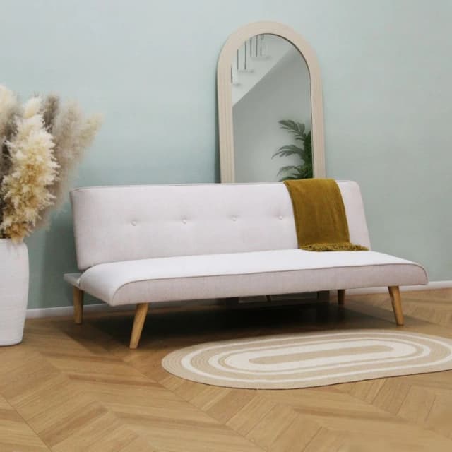 Home Garden Direct Lucca - Click clack Sofa Bed in Premium Textured Linen 3 Seater in Light Grey Light Grey Unisex 3 Seater