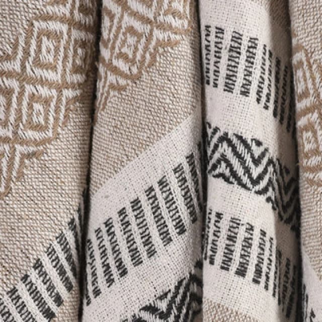 Velosso Zigzag Throw Multicoloured Aztec Design With Tassels, Soft Acrylic Blanket For Bed, Sofa Or Armchair, 50Cm X 60Cm - Beige
